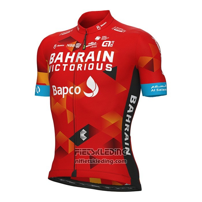 2022 Fietskleding Bahrain Victorious Rood Korte Mouwen en Koersbroek